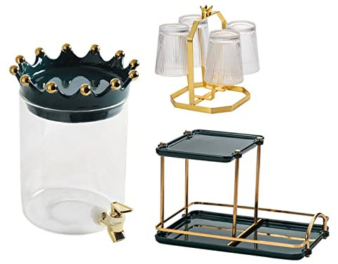 Caraffa per Acqua refrigerante Light Luxury Glass Branch Pitcher Set Crown Lid Barilotto d'acqua con rubinetto Resistente al calore BEVANDE FLOWER TAPOT TARANCE TAPPE Caraffa Acqua per Calda Fredda A