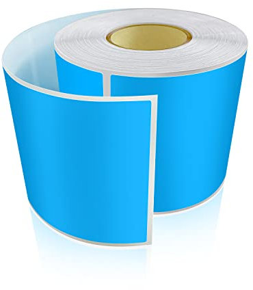 Meitaat 200 Stück Aufkleber Blau Selbstklebend Etiketten Umzug 12,7 × 7,6 cm Rechteckig Sticker Rolle Ablösbar Fluoreszierende Blau