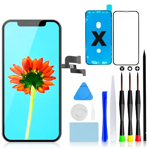 GULEEK Pantalla para iPhone X, 5.8 Pantalla Táctil 3D Digitalizador LCD Asamblea con Kit de Herramientas Reparación y Vidrio Templado