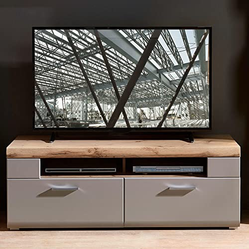 Lomadox TV-Lowboard in Basalt mit Deckplatte in Eiche Altholz Nb., B/H/T: ca. 140/51/47 cm