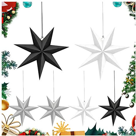 Faltstern Weihnachten 6 Stück Papiersterne für Weihnachts Deko, 7 Weihnachts papiersterne, Skandinavisch Papiersterne für Weihnachtsdekoration, Fensterdekoration, Geburtstags Party