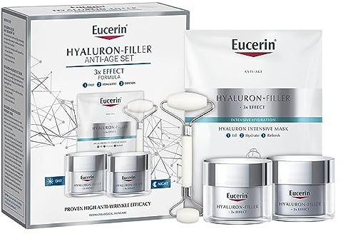 Eucerin Hyaluron-Filler Anti-Age Gift Set: Rejuvenate Your Skin with Day Cream SPF30, Night Cream, Intensive Mask, and Jade Roller Delight