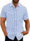 Elegancity Hell Blaues Hemd Herren Kariertes Sommerhemd Kurzarm Freizeithemd Regular Fit für Männer 100% Baumwolle M