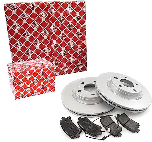 FEBI BILSTEIN Bremsen Set Bremsscheiben Scheibenbremsen Ø340 belüftet vorne + Bremsbeläge Bremsklötze für Passat Variant Tiguan Golf VII CC Arteon Combi Kombi