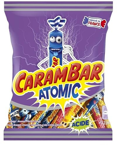 CARAMBAR - Carambar Atomic 220G - Bonbons fruités au goût explosif - Douceurs sucrées françaises de qualité - 220g - Lot De 4