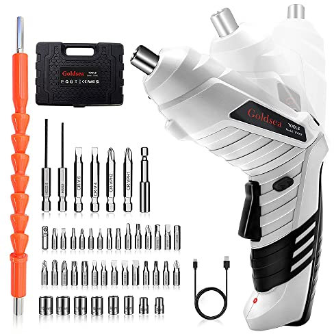 Vothen Trapano Avvitatore Elettrico, Pieghevole Cacciavite Elettrico, Illuminazione a LED, 47 pezzi,Trapano ricaricabile 3,6 V, Piccolo Cacciavite Elettrico Portatile Per linstallazione 47-Piece Set