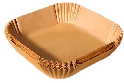 Air Fryer Liners Square Shape Kitchen Non Stick Heat & Oil Resistant Disposable Baking Brown Parchment Paper Air Fryer Liners 160mm (100)