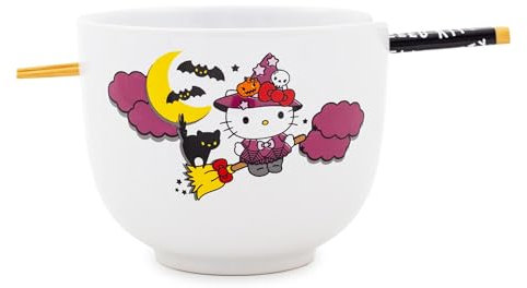 Hello Kitty Sanrio Hello Kitty Witch 20-Ounce Ceramic Ramen Bowl and Chopstick Set