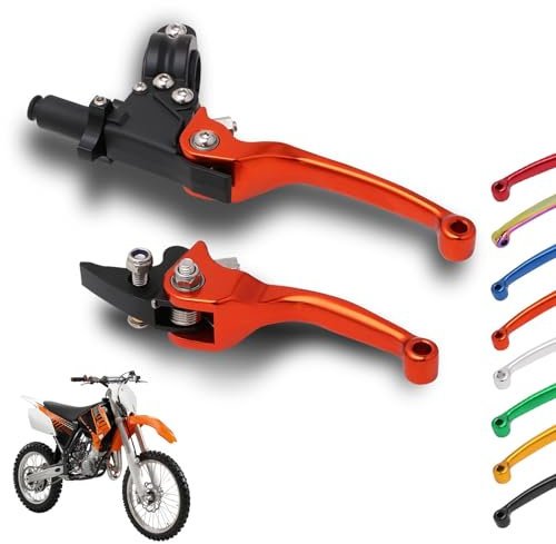 IUVWISN Pit Bike Bremse Kupplungshebel 1 Paar 7/8 22mm geschmiedetes Aluminium klappbar Satz für 50CC-150CC SX EXC 90/110/125/140/150cc Pit Dirt Bike ATV Mini Bike Orange