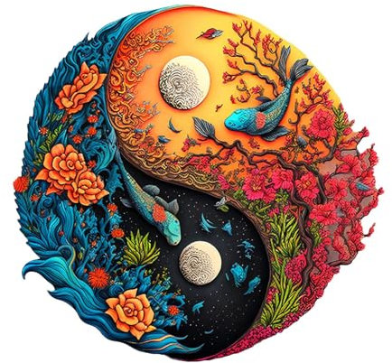 Liakai Shichangda 3D Yin-Yang unregelmäßiges Tier Holzpuzzle Tierpuzzles aus Holz für Erwachsene Personalisierte, einzigartig geformte Puzzles Familienspiel und Geschenk zur Entspannung