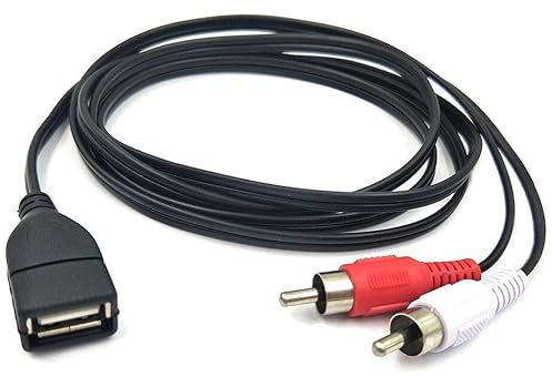 Halokny Cavo da USB a 2 RCA, da USB 2.0 A femmina a 2 doppio RCA maschio, splitter audio video AV composito, cavo adattatore composito - 1,5 m (USB F/2RCA M)