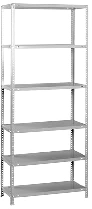 Simonrack Schwerlastregal, Lagerregal, 200x80x50 Metallregal, Kellerregal, Biegestelle 100 kg, 6 Fachböden, Grau - Comfort