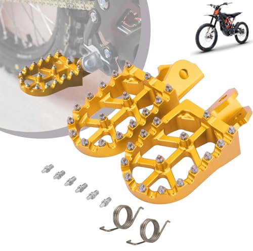 Repose-pieds Moto,Repose Pieds Larges de Moto,Cale Pied Moto en Alliage d'aluminium CNC avec Ressorts pour Sur Ron Light Bee CRF150F CRF230F 2003-2019-Or