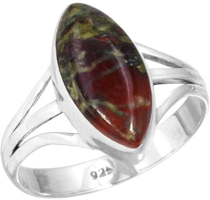 Jeweloporium 925 Sterling Silber Ringe für Frauen Mehrfarbig Natürlich Dragon Blood Jasper Edelstein Handgefertigt Silber Ringe Größe 57(18.1) Engagement Geschenk Mode Schmuck