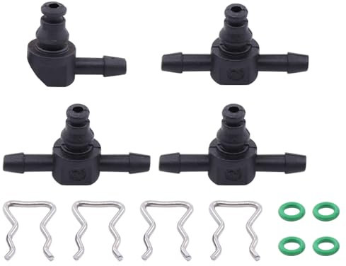 Einspritzdüse Rücklaufnippel Injektor Rücklaufanschluss Rücklauf Anschluss mit Dichtring und Halteklammer Klammer für 4 Zylinder Diesel Motoren Common Rail Injektoren Rücklaufleitung Leckölleitung