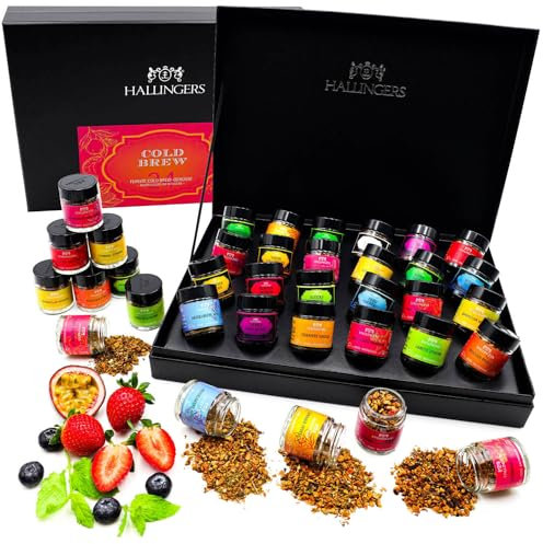 Hallingers Tee Geschenkset 24 Cold Brew Eistees und Tees aus aller Welt, vegan - Made in Germany