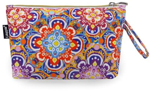 Gloppie Beauty Case da Viaggio, Borsa da Toilette da Viaggio, Borsa da Viaggio per Cosmetici, Pochette Donna Trucchi, Borsa Trucco Floreale, Borsa Cosmetica per Donne Ragazze, Rosso Nazionale