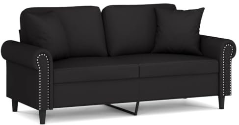 Willood 2-Sitzer-Sofa mit Zierkissen Liegesofa für Wohnzimmer, Polstersofa Sessel Relaxsofa Loungesofa Relaxcouch Schwarz 140 cm Samt