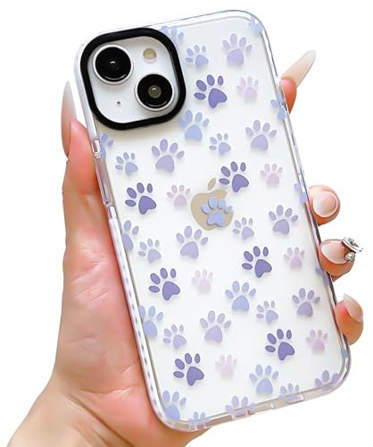 ECZOIL Compatible for iPhone 13/14 Case,Cute Clear Dog Paws Cartoon for Women Girl Soft TPU Shockproof Anti-Yellow Protective Phone Case for iPhone 13/14-Dog Paws