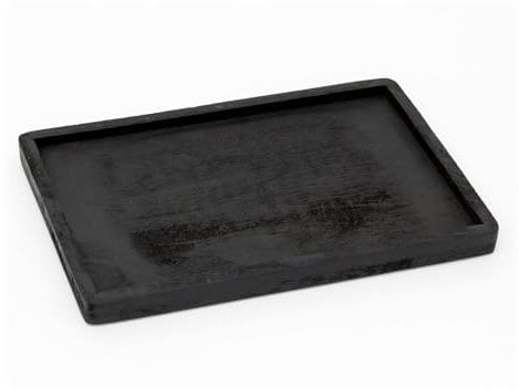 Black Mango Wood Display Candle Tray | Rectangle Wooden Trinket Tray Jewellery Dish | Display Dish For Candles, Jewellery, and Decor - 30x20cm