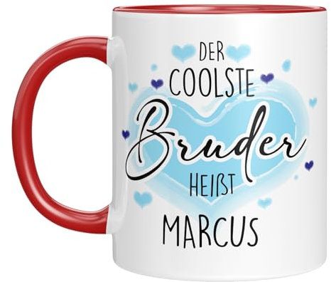Tasse personalisiert mit Namen - Kaffeetasse mit Spruch - der coolste Bruder - Namenstasse - witzig - Geschenkidee - Familie - Geburtstagsgeschenk