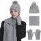 Mütze Und Schal Set Damen, Mütze, Schal & Handschuh-Sets Für Damen 3 In 1, Beanie Mütze Schal Set Damen Winter, Touchscreen Handschuhe Schal Und Mütze Damen Set Winter Wärmer Mütze Damen Winter(Grau)