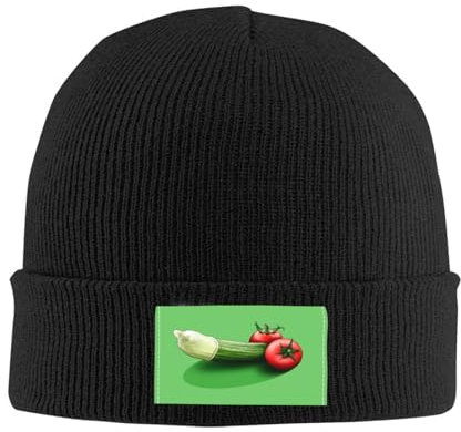 EIILHUED Lebensmittel Porno Gurke Design Haube Hut Strickmütze Männer Frauen Cool Unisex Warme Mützen Mütze