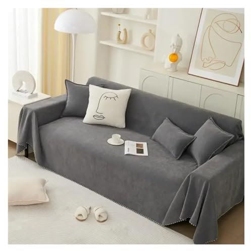 Teli Copridivano Semplice asciugamano for divano in tinta unita, un pezzo, copertura completa for divano, tutte le stagioni, universale, antiscivolo, antipolvere, decorazione for la casa(Dark gray,Pil