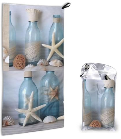 BEIVGOXL Handtuch mit Muschelmotiv, bedruckt, ultra-saugfähig, schnell trocknend, Mikrofaser-Handtuch für Sport, Reisen, Fitnessstudio, Strand, Wandern und Yoga, 40,6 x 80 cm