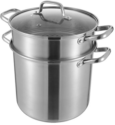 28cm Kochtopf, 8L Edelstahl Induktion Suppentopf Großraumtopf Gemüsetopf mit Glasdeckel für Alle Herdarten Geeignet