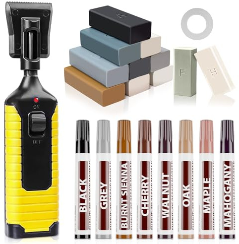 A-HEYIDA Laminate Floor Repair Kit Hard Wax for Wood Vinyl Floors(Gray) | All-in-one repair kit with heating pen, fixes scratches, holes & chips on laminate, vinyl planks, parquet & wooden furniture