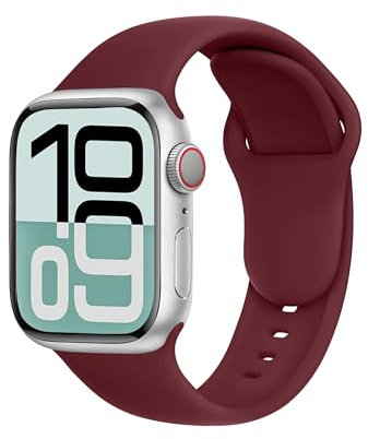 SRena SBC1A pour Bracelet Apple Watch Ultra 2/Ultra/SE/Series10 9 8 7 6 5 4 3(49mm 46mm 45mm 44mm 42mm 41mm 40mm 38mm) Sport,Femme-Style Original&Compatibilité Universelle,Rouge Bordeaux