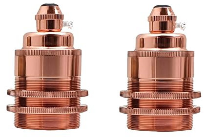 LEDSone Lot de 2 douilles d'ampoule vintage rétro industrielles Edison E27 pour lampe murale suspendue à faire soi-même - Convient pour abat-jour (or rose)