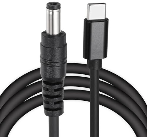 sourcing map 5FT USB C to DC PD Power Fast Charging Cable, 5.5mm x 2.1mm 65W/15V DC Power Cable, Type C Input 3A Adapter Jack Converter for Router, Camera, TV Box, Desk Lamp(Black)