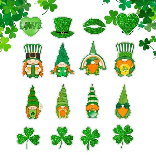 St. Patricks Day Magnete, Feiertagsmagnete für den Kühlschrank, Magnetische Autoaufkleber St. Patricks Day, Set mit 16 Kühlschrankmagneten für irische Feiertage, Auto-Garagentür-Magnetaufkleber