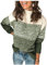 HEYPORK Damen Herbst Winter Warm Bequem Pullover Casual Mode Strickjacke Strickpullover Frauen Getäfelter Dicker Strickpullover(B Grün, M)