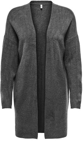 ONLY Damen Onltalio Ls Open Cardigan Bf KNT, Dark Grey Melange, Large
