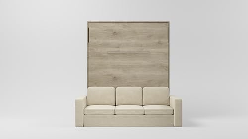 MAXIMAHOUSE Schrankbett Vertikal mit Sofa, Invento NOVA 160V mit Lattenrost aus Holz, Bett im Schrank 160x200 Erwachsene, Modern Concept und Design, Wandbett Klappbett (Eiche Natur+Beige)