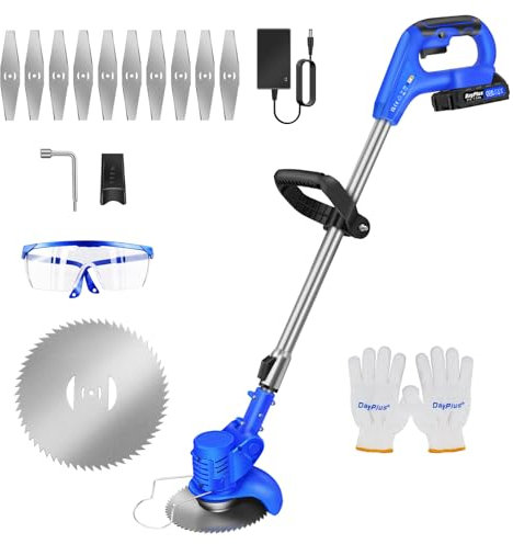 Yiyai Akku Rasentrimmer 21V, 3-in-1 Freischneider Bürstenloser mit 1500mAh, Bürstenschneider Gras Edger 10000RPM, 10 Metallblätter, Freischneider, Elektro Motorsense mit Unkrautbürste, Verstellbarer