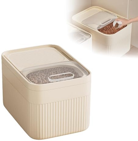 Airtight Pet Food Storage Container, Up To 30 Lbs, For Dog Cat And Other Pet Food Storage Bin With Measuring Cup, Storage Bucket (White, l)
