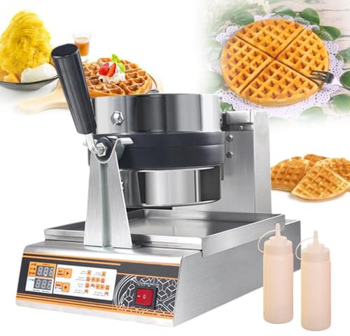 pealiritansemen Electric Waffle Making Machine 1200 W - 2 cm Deep Cooking Plates, Nonstick Flip Waffle Iron - 180° Rotation, Stainless Steel, Commercial & Home Breakfast, With Squeeze Bottle