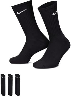 NIKE DRI FIT Socken 3er Pack Strümpfe SX4508 Schwarz, Größe:L = 42-46, Farbe:010 Black/Schwarz