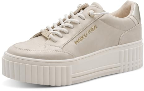 Marco Tozzi Damen Sneaker weiches Feel Me Wechselfußbett weiches Innenfutter Modern, beige (BEIGE), 39 EU