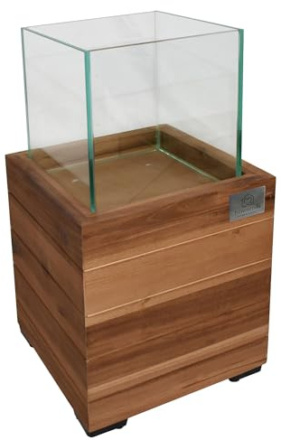 Windlicht Laterne Dekoleuchte Holz Akazie 21,5 x 21,5 x 40 cm Innen- und Außenbereich Dunkelbraun