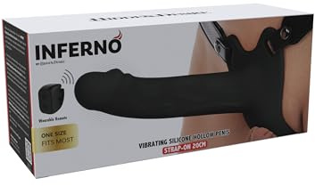 Hidden Desire Inferno Hollow Vibrating Penis Strapon 20 cm – Realistische Penisverlängerung mit 10 Vibrationsmodi, verstellbares Harness, Silikon Strap-On für Paare & intensive Stimulation