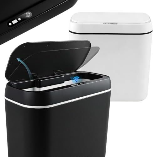 2 Poubelle Automatique 15L Silencieuse, Couvercle Electrique Automatique | Poubelles avec Capteur, 3 Modes de Fonctionnement, pour Cuisine, Bureau, Salon, Salle de Bain
