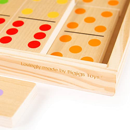 Bigjigs Toys Wooden Jumbo Kids Dominoes - 28 Giant Dominoes for Children aged 3 years +, Premium Quality Wooden Traditional Games, Fun Garden Games for Kids