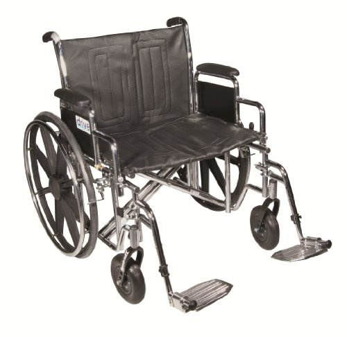Drive Medical Sentra EC Heavy Duty Wheelchair with Various Arm Styles and Front Rigging Options, Black, Bariatric, 24 Inch