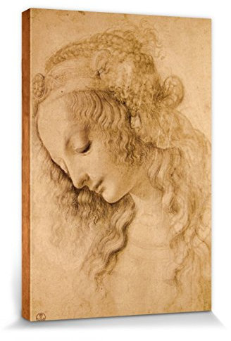 1art1 Leonardo Da Vinci Poster Weiblicher Kopf, Circa 1478 Bilder Leinwand-Bild Auf Keilrahmen | XXL-Wandbild Poster Kunstdruck Als Leinwandbild 30x20 cm