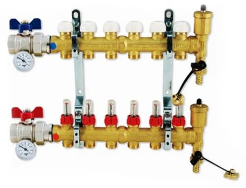 Tiemme 309-T3873-06 Collettore di distribuzione Senza by Pass 6 Vie, Multicolore